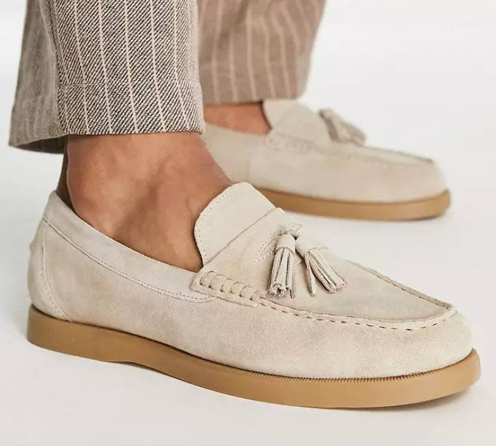 Fendrick | Herre Ruskindsloafers Med Tyk Sål og Kvast