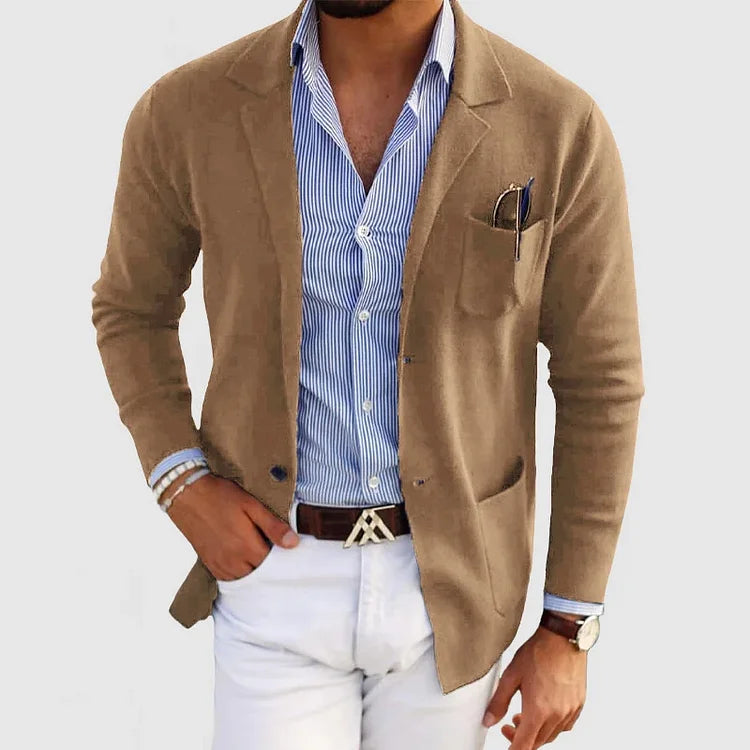 Herre Strikket Blazer | Afslappet og Forretning Stil