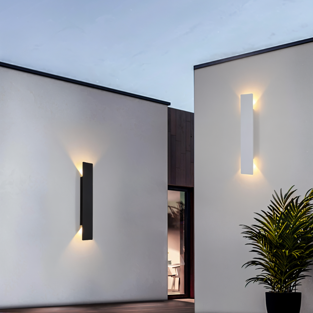 Rektangulær Sort Aluminium LED Udendørs Væglampe