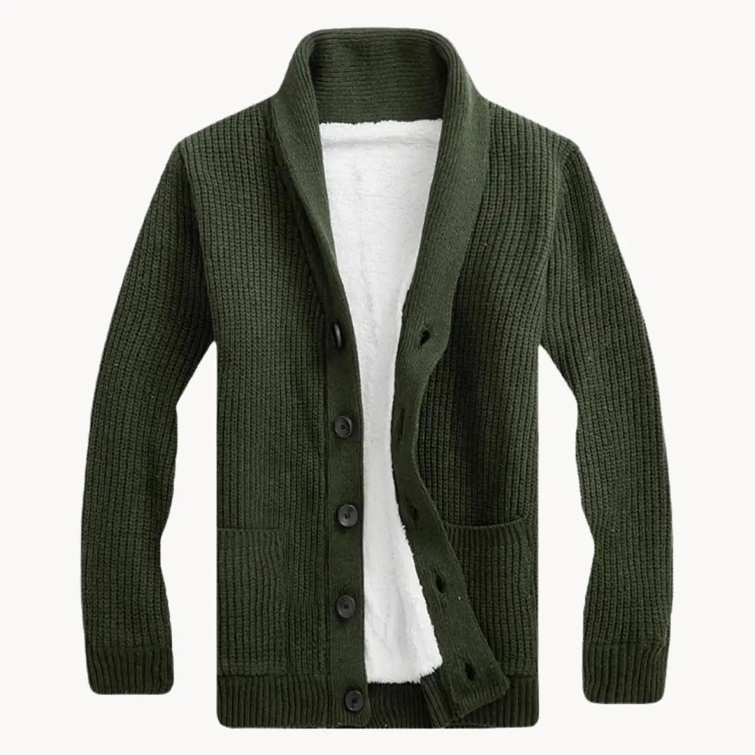 Fleece Cardigan med Sjalskrave | Herre Afslappet Pasform