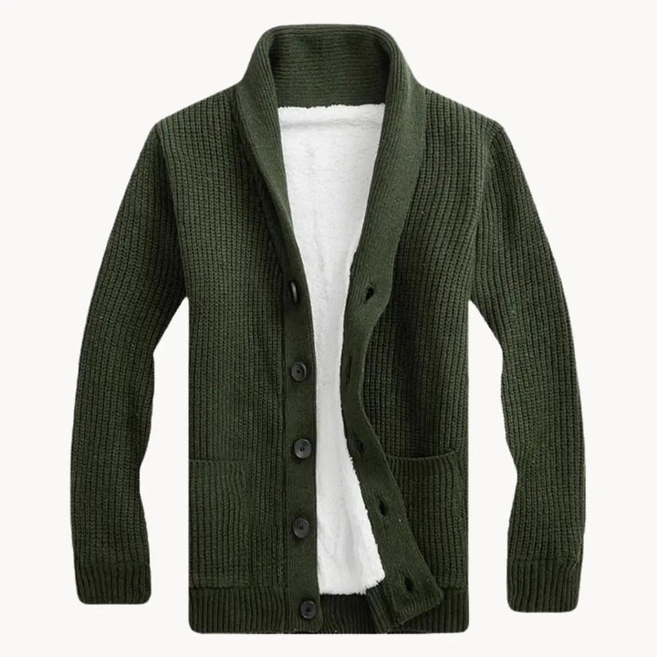 Fleece Cardigan med Sjalskrave | Herre Afslappet Pasform