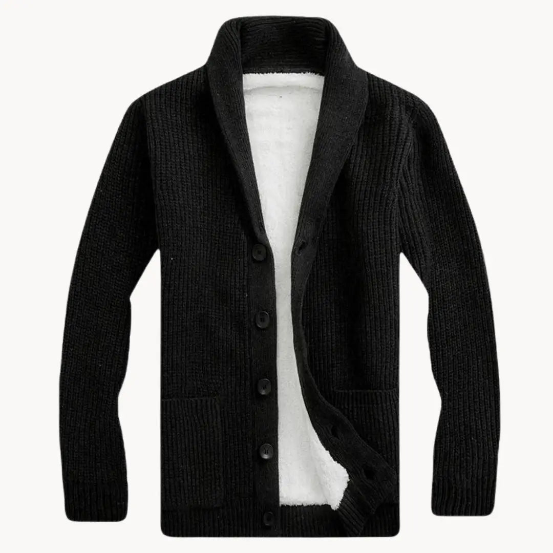 Fleece Cardigan med Sjalskrave | Herre Afslappet Pasform