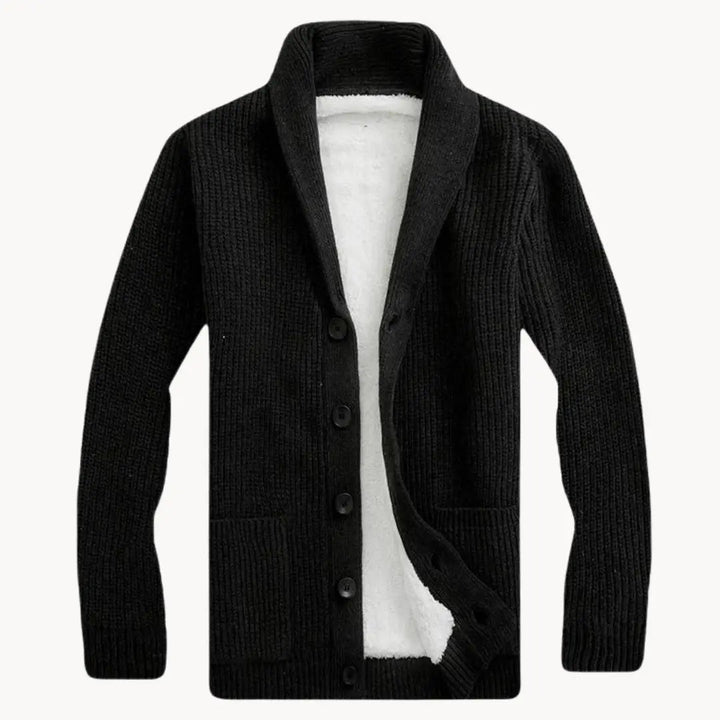 Fleece Cardigan med Sjalskrave | Herre Afslappet Pasform
