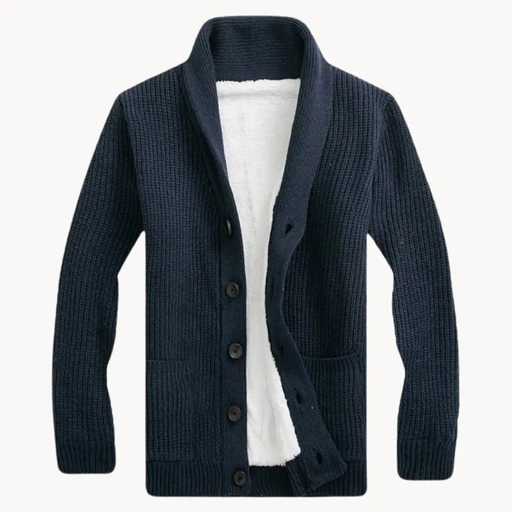 Fleece Cardigan med Sjalskrave | Herre Afslappet Pasform