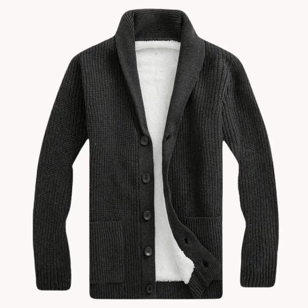 Fleece Cardigan med Sjalskrave | Herre Afslappet Pasform