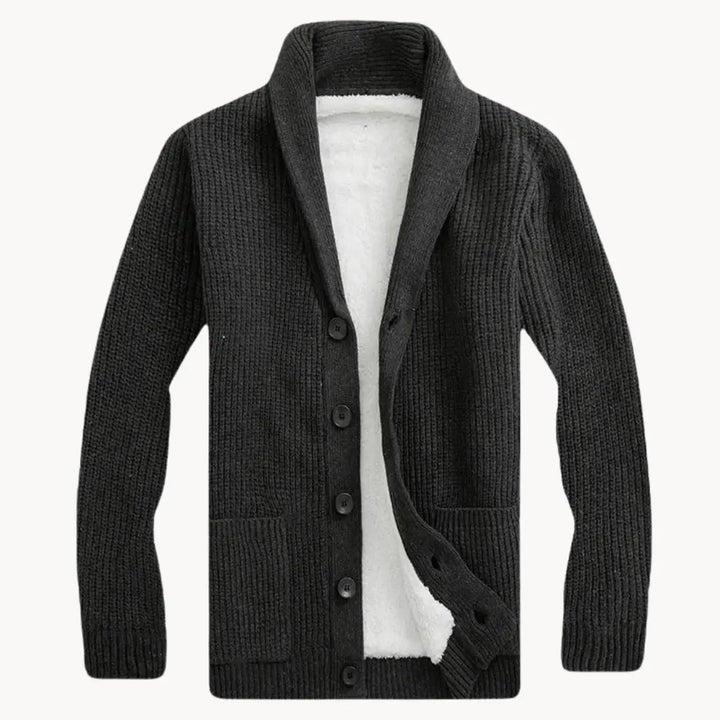 Fleece Cardigan med Sjalskrave | Herre Afslappet Pasform