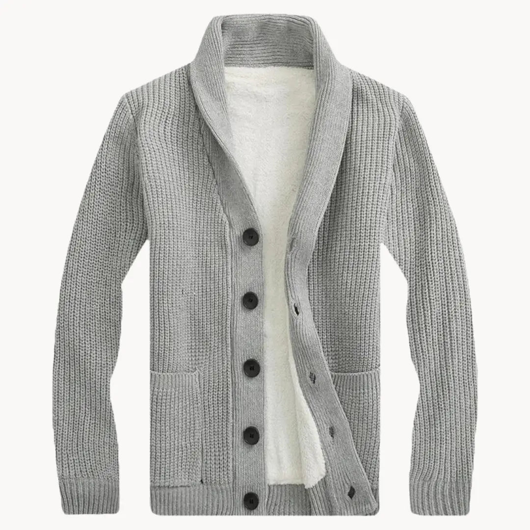 Fleece Cardigan med Sjalskrave | Herre Afslappet Pasform