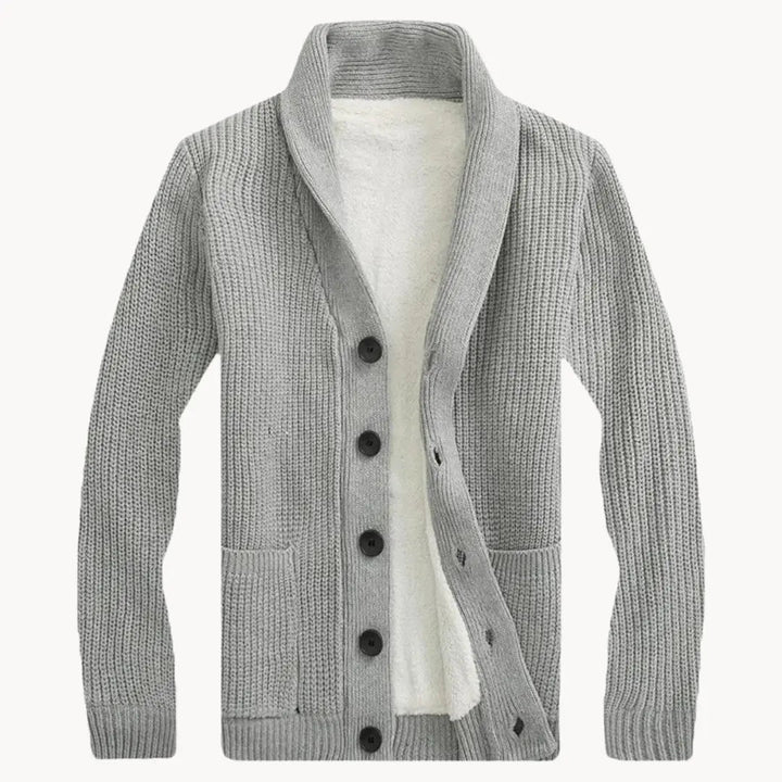 Fleece Cardigan med Sjalskrave | Herre Afslappet Pasform