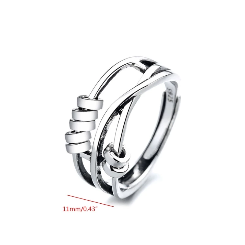 Pearl | Anti-Angst Ring - 925 Sterling Sølv Justerbart Bånd til kvinder