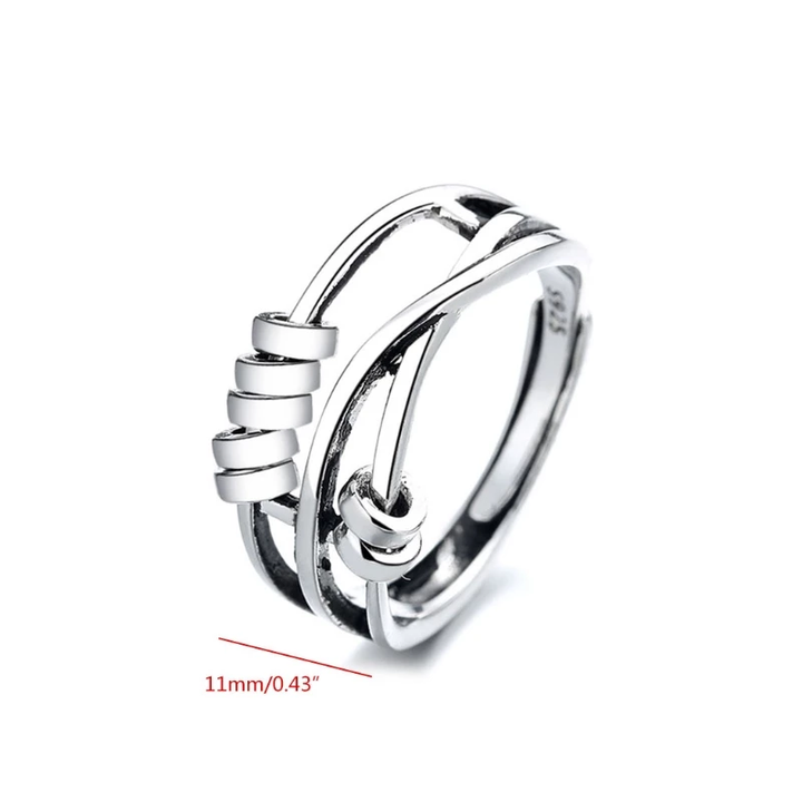 Pearl | Anti-Angst Ring - 925 Sterling Sølv Justerbart Bånd til kvinder