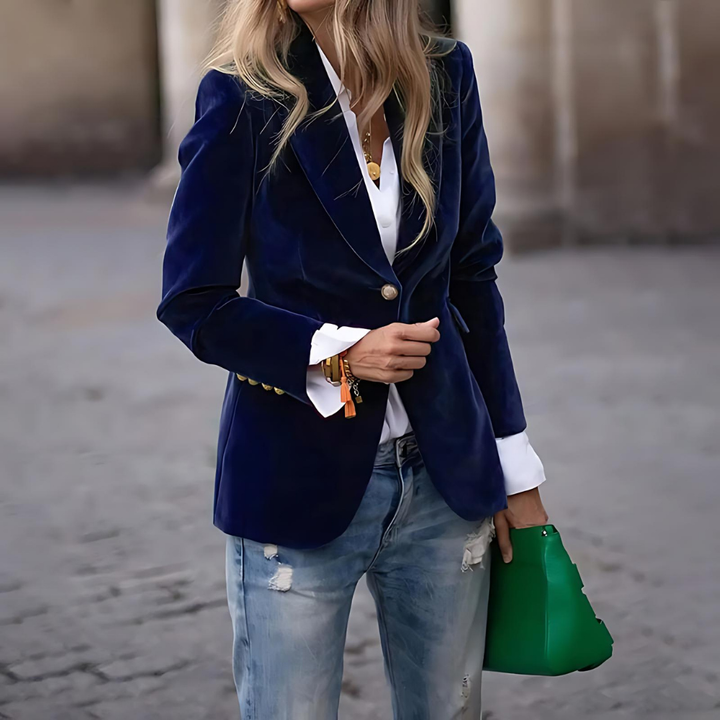 Dame Fløjl Smal Pasform Blazer | Klog Uformel