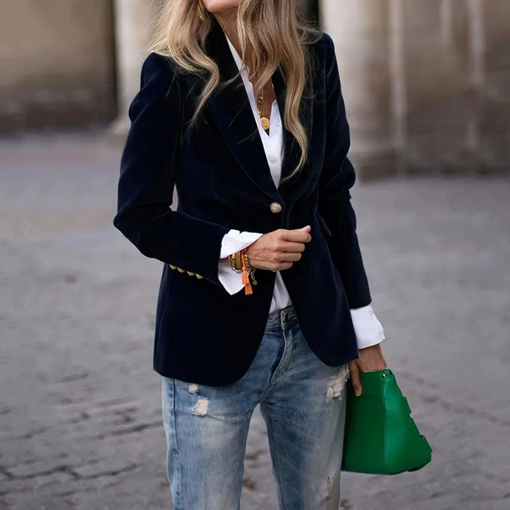 Dame Fløjl Smal Pasform Blazer | Klog Uformel