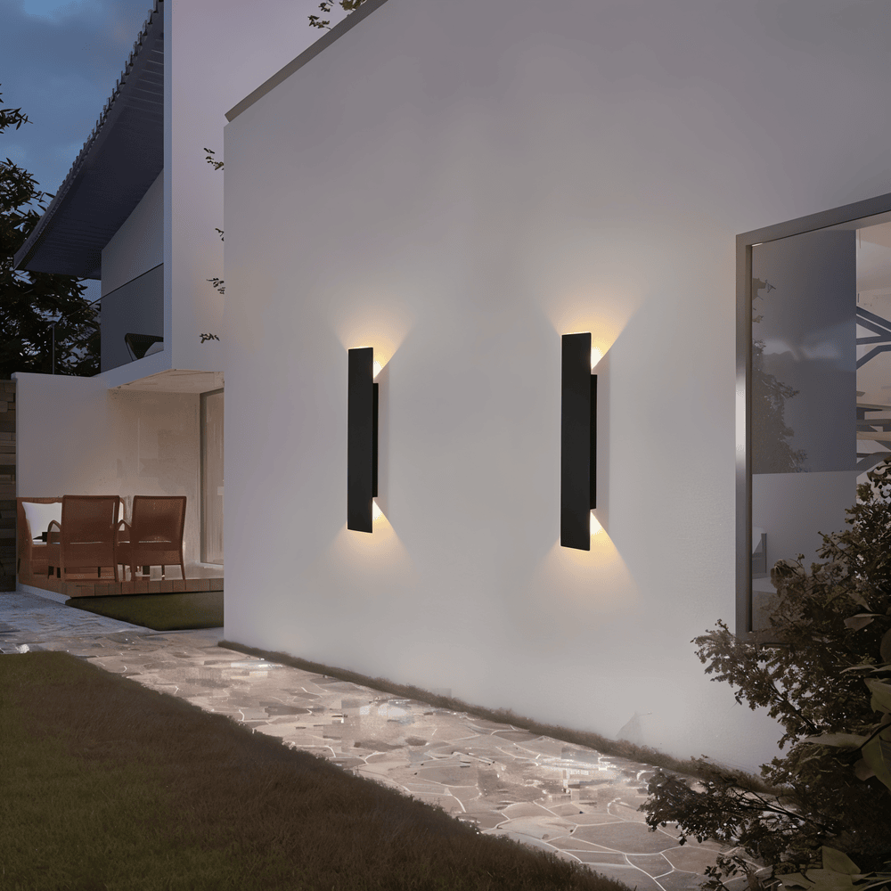 Rektangulær Sort Aluminium LED Udendørs Væglampe