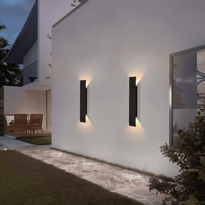 Rektangulær Sort Aluminium LED Udendørs Væglampe