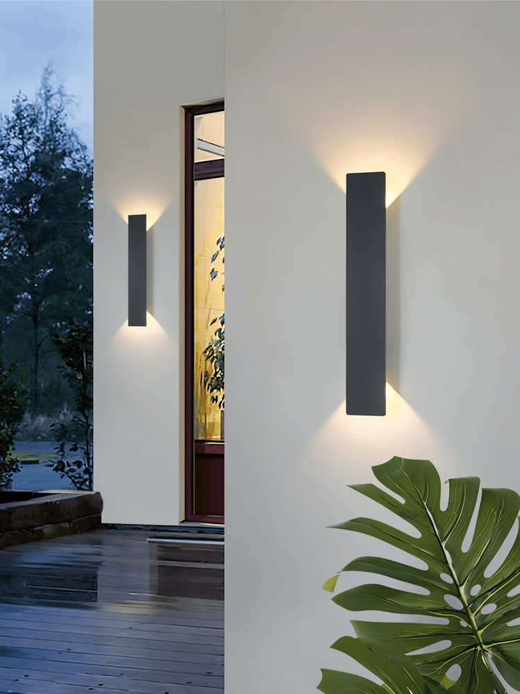 Rektangulær Sort Aluminium LED Udendørs Væglampe