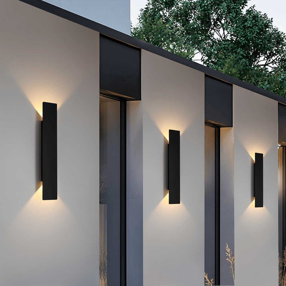 Rektangulær Sort Aluminium LED Udendørs Væglampe