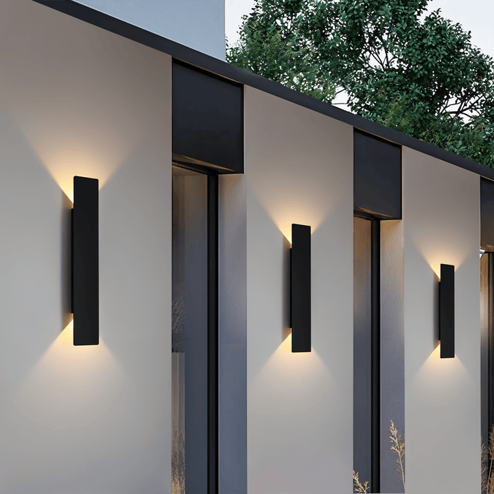Rektangulær Sort Aluminium LED Udendørs Væglampe