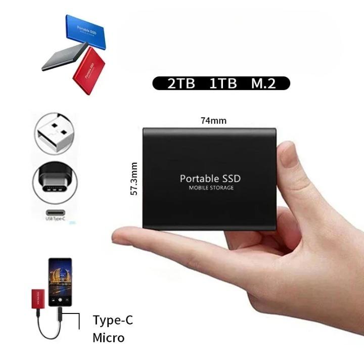 Ultrahurtig 2TB USB-C Ekstern SSD