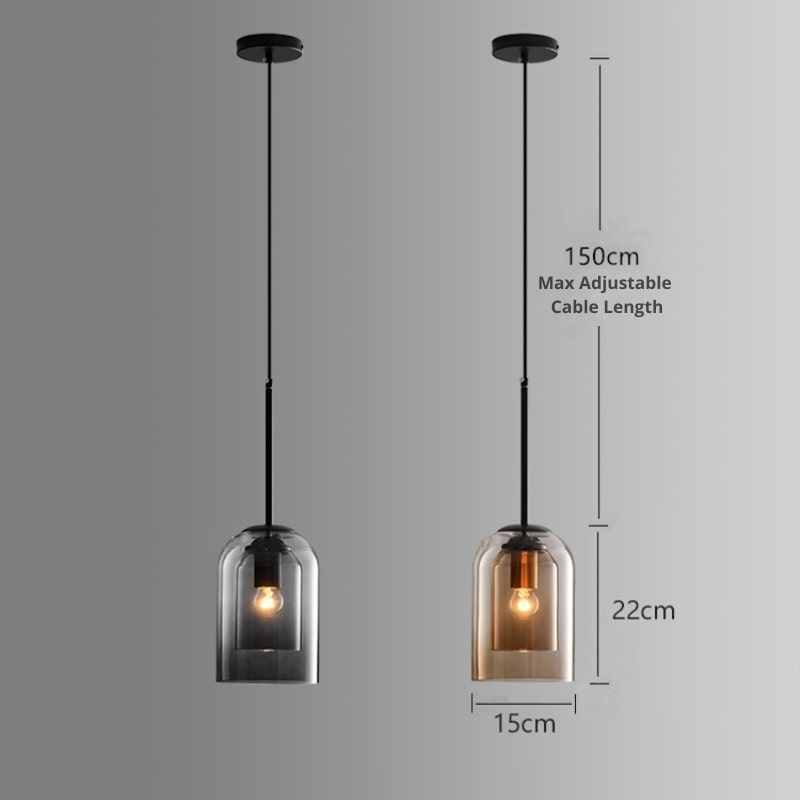 Midt-Århundrede Pendel Lampe | Dobbelt Glas Skygge