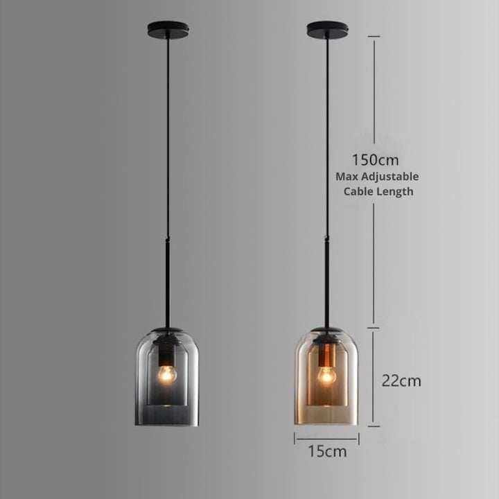 Midt-Århundrede Pendel Lampe | Dobbelt Glas Skygge