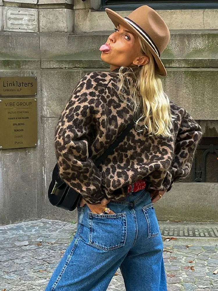 Xelara | Dame Leopardprint Strik Cardigan