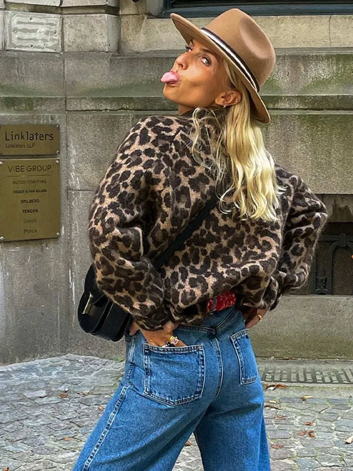 Xelara | Dame Leopardprint Strik Cardigan