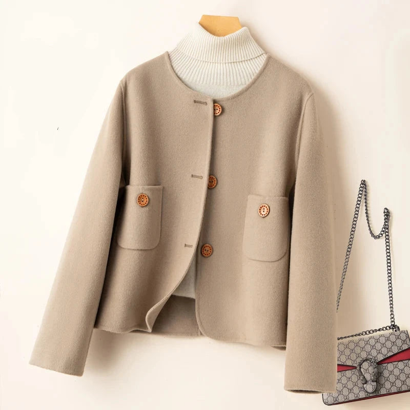 Dame Beskåret Uld-Blanding Jacke | Varm Og Stilfuld