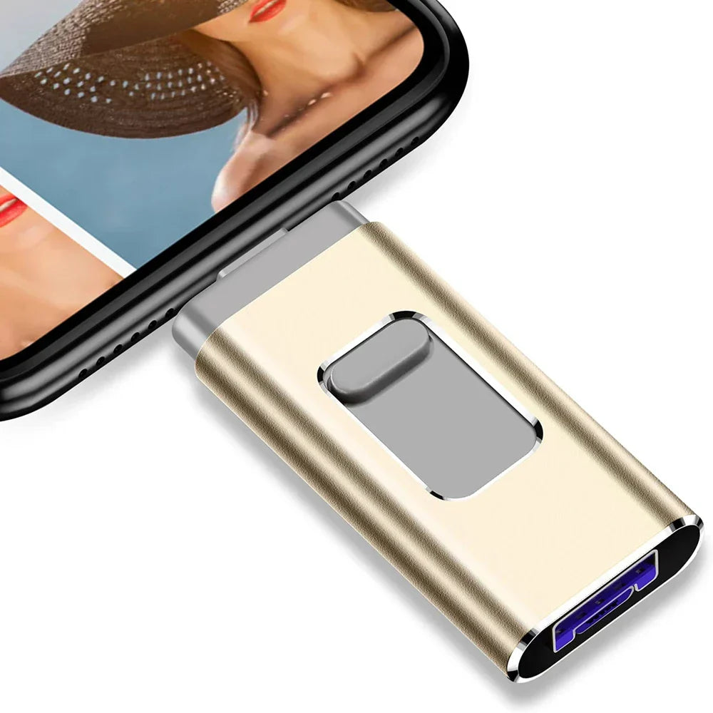 Multi-Port OTG USB-Flashdrev - USB-A, USB-C, Micro-USB og Lyn (4-i-1)