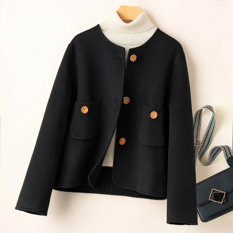 Dame Beskåret Uld-Blanding Jacke | Varm Og Stilfuld