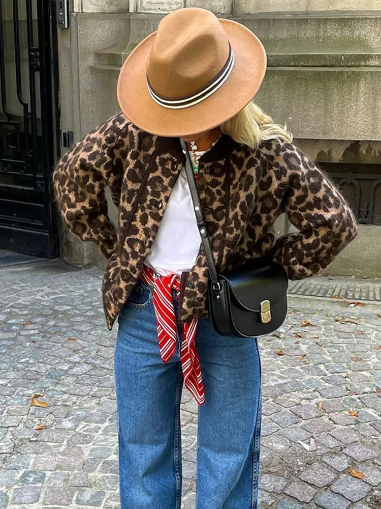 Xelara | Dame Leopardprint Strik Cardigan