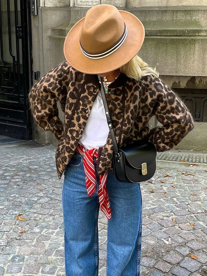 Xelara | Dame Leopardprint Strik Cardigan