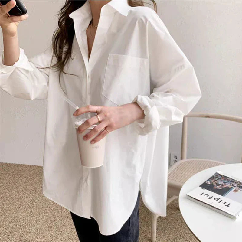 Idalina | Dame Overdimensioneret Skjortebluse Med Krave