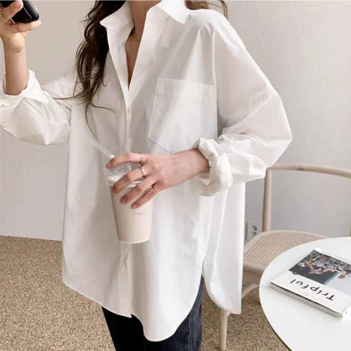 Idalina | Dame Overdimensioneret Skjortebluse Med Krave