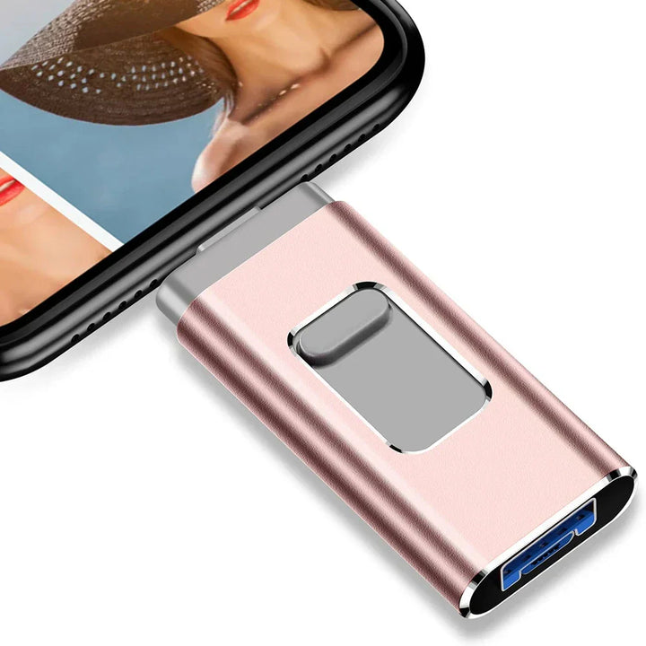 Multi-Port OTG USB-Flashdrev - USB-A, USB-C, Micro-USB og Lyn (4-i-1)