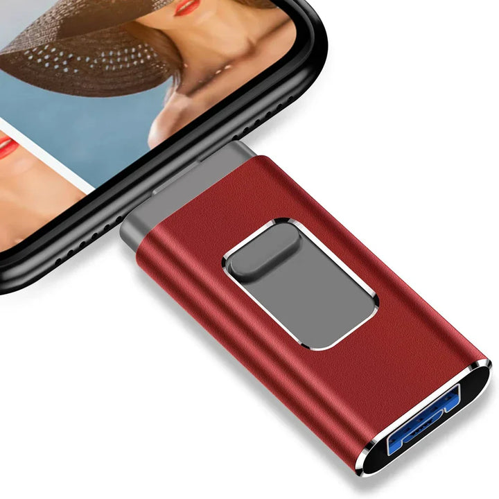 Multi-Port OTG USB-Flashdrev - USB-A, USB-C, Micro-USB og Lyn (4-i-1)