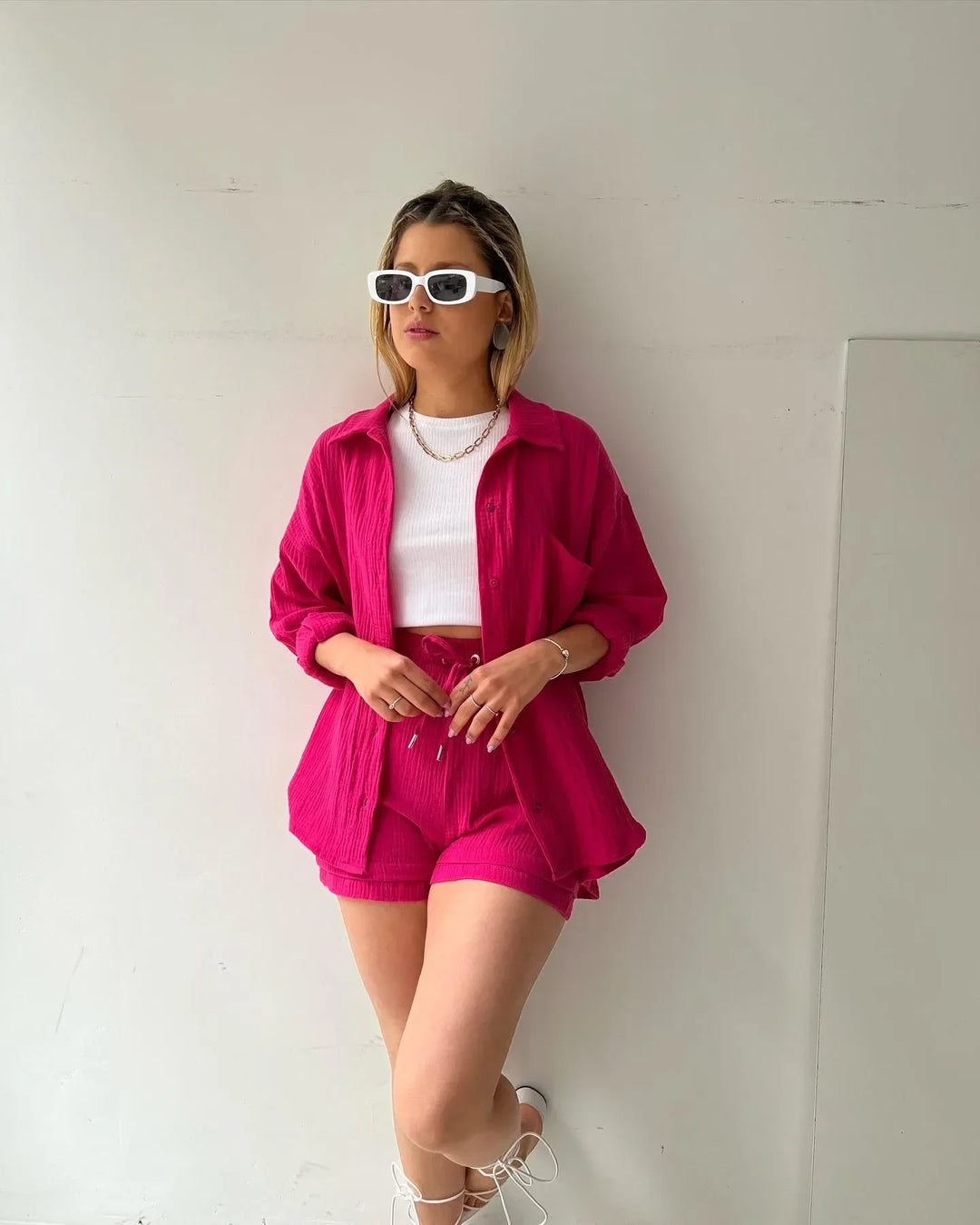 Laleh | Plisseret To-Delt Outfit til Kvinder