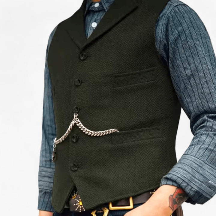 Herre Tidløs Uldvest | Klassisk Sildebensdesign