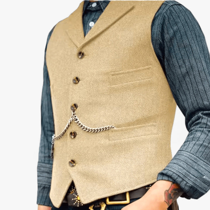 Herre Tidløs Uldvest | Klassisk Sildebensdesign