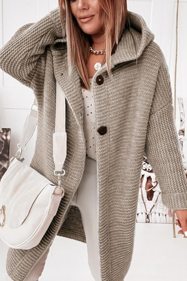 Dame Klumpet Strik Hætte Cardigan | Afslappet Pasform