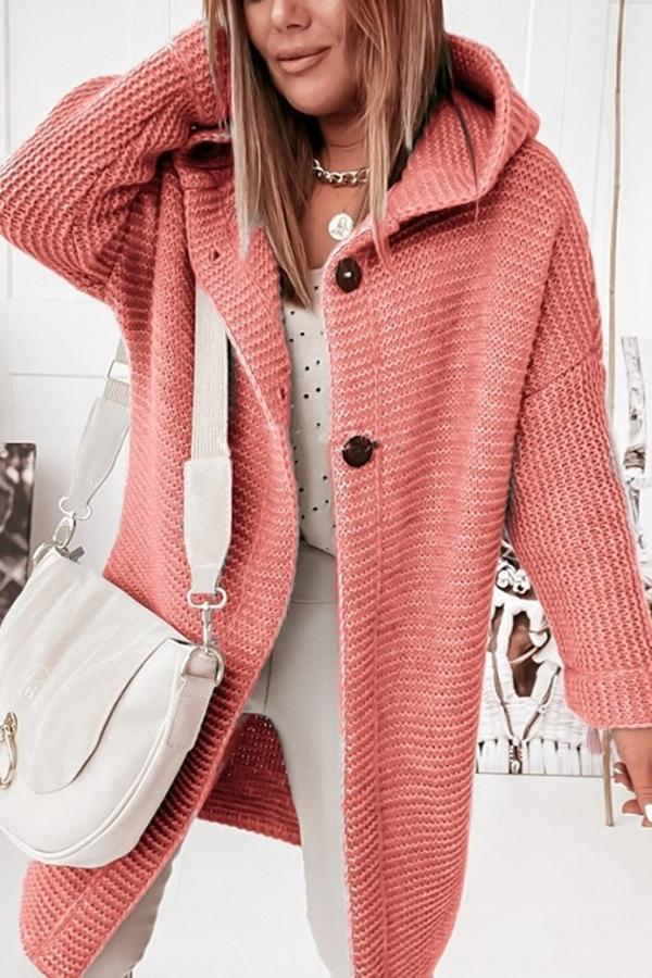 Dame Klumpet Strik Hætte Cardigan | Afslappet Pasform
