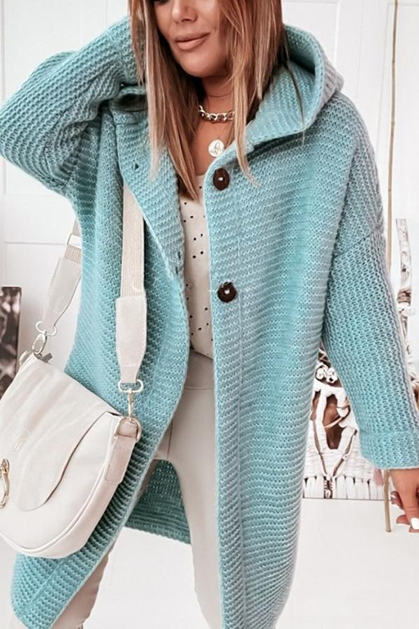 Dame Klumpet Strik Hætte Cardigan | Afslappet Pasform
