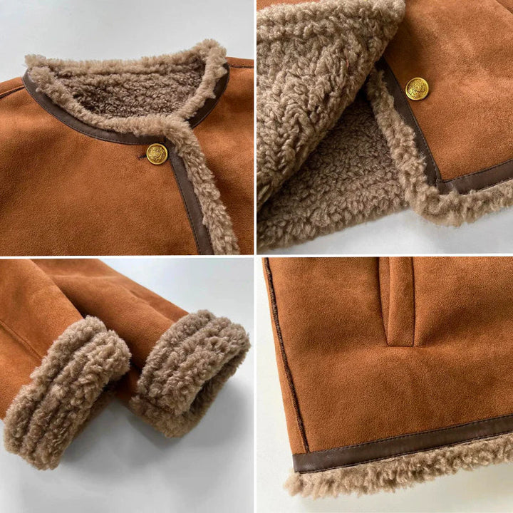 Dame Klassisk Varm Shearling Jakke