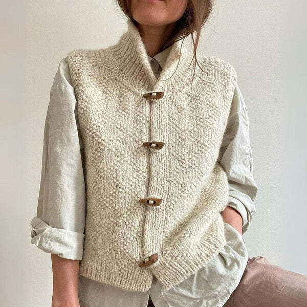 Dame Ærmeløs Uldblanding Cardigan