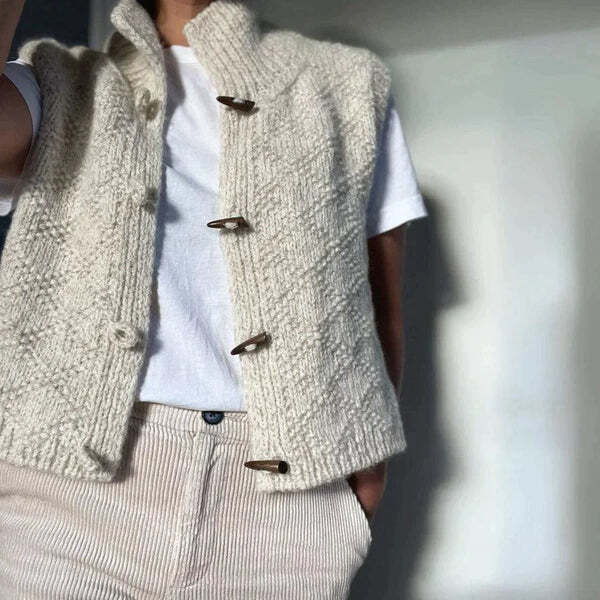 Dame Ærmeløs Uldblanding Cardigan