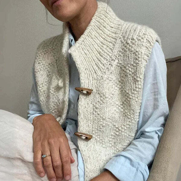 Dame Ærmeløs Uldblanding Cardigan