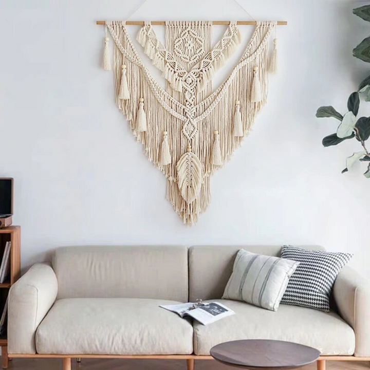 Håndlavet Skandinavisk Boho Makrame-Vægophæng | Beige Eller Gul