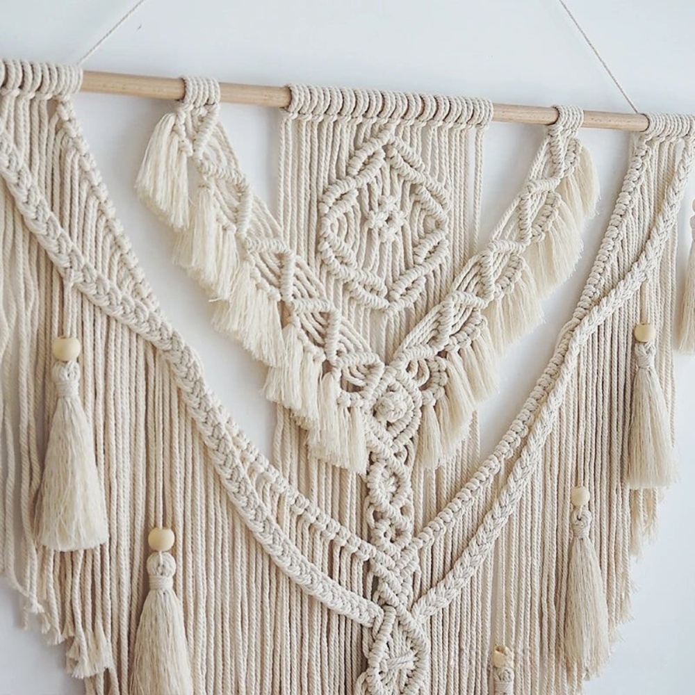 Håndlavet Skandinavisk Boho Makrame-Vægophæng | Beige Eller Gul