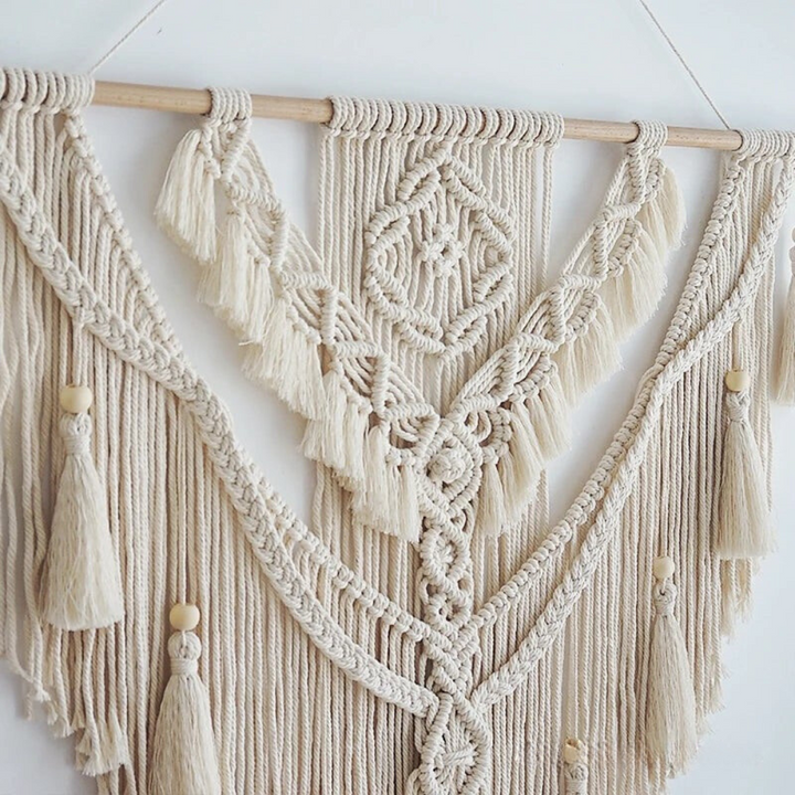 Håndlavet Skandinavisk Boho Makrame-Vægophæng | Beige Eller Gul