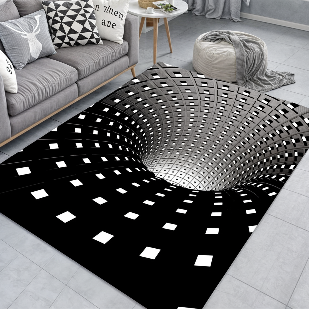 3D Geometrisk Illusion-Tæppet | Dekorativ Gang- og Dørmåtte