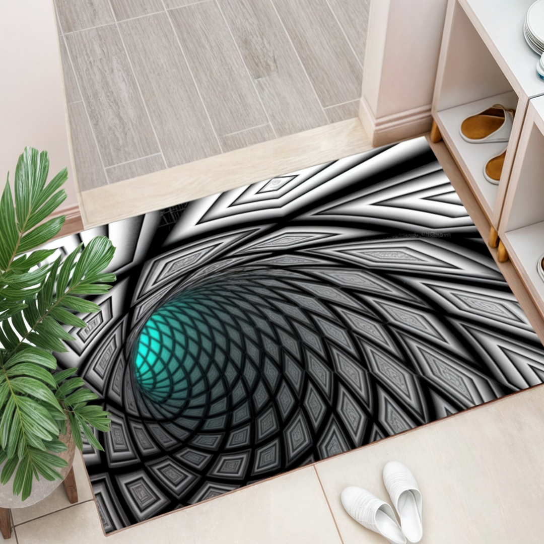 3D Geometrisk Illusion-Tæppet | Dekorativ Gang- og Dørmåtte